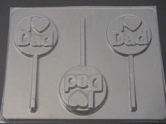 1105 I Heart Dad Love Chocolate or Hard Candy Lollipop Mold